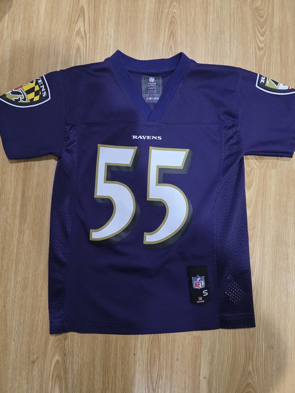 NFL Ravens Kids Purple #55 Football Jersey with Gold Trim
